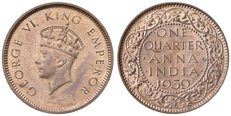 INDIA Giorgio VI (1936-1952) Quarto di Anna 1939 - KM 530 CU (g 4,82)