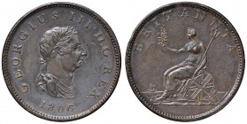 INGHILTERRA George III (1760-1820) Half penny 1806 - KM 662 CU (g 9,35) Segnetti sul bordo