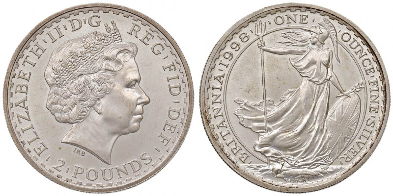 INGHILTERRA Elisabetta (1952-) 2 Pounds 1998 - AG (g 32,49)