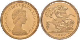INGHILTERRA Elisabetta (1952-) Mezza sterlina 1980 - KM 922 AU In confezione Proof Half Sovereign