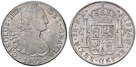 MESSICO Carlo IV (1788-1808) 8 Reales 1802 FT - Cal. 975 AG (g 26,33) Lucidata e poroso. Graffi e segnetti al D/