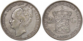 OLANDA Wilhelmina (1890-1948) 2,50 Gulden 1930 - KM 165 AG (g 24,91)