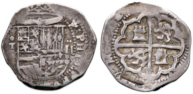 SPAGNA Toledo - Filippo II (1556-1598) 2 Reales - Cal. Tipo 140 (?) AG (g 6,76)