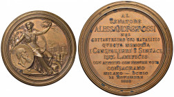 Alessandro Rossi Medaglia 1889 per il 70° compleanno del Senatore Rossi - Opus: Pogliaghi - AE (g 114 - Ø 63 mm) Coniata in 80 esemplari. Macchiette a...