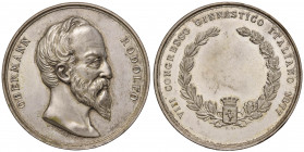 Rodolfo Obermann (1812-1869) Medaglia 1877 VIII congresso ginnastico italiano - Opus. Thermignon - MA (g 49,23 - 50 mm)