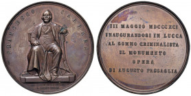 Francesco Carrara Medaglia 1891 - Opus: Giorgi - AE (g 88,72 - Ø 60 mm) In scatola d’epoca