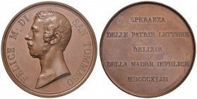 Felice Carrone marchese di San Tommaso (1810-1843) Medaglia 1843 Per la sua morte - Opus: Ferraris - AE (g 118,71 - Ø 63 mm)