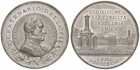 COMO Medaglia 1899 Alessandro Volta. Esposizione elettricità industria serica - MA (g 35,78 - 48 mm) Colpi al bordo, uno pesante
