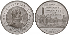 COMO Medaglia 1899 Alessandro Volta; primo congresso mondiale dei telegrafisti - Opus: Johnson - MA (g 35,25 - Ø 44 mm) Colpi al bordo