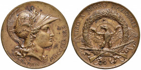 ROMA Medaglia 1890 Tiro a segno nazionale - Opus: Cappuccio e Pogliaghi - AE (g 67,36 - Ø 51 mm) Colpo al bordo. Foro per appiccagnolo