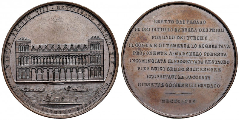 VENEZIA Medaglia 1869 per il restauro del Fondaco dei Turchi - Opus: Stiore - AE...
