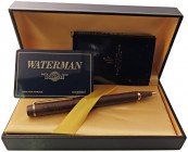 WATERMAN Penna a sfera - Linea “Ideal Paris”. Corpo della penna in legno. Finiture e fermagli dorati. Penna pari al nuovo. Venduta in scatola original...