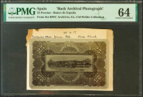 Prueba fotográfica de un billete no adoptado de 25 Pesetas similar al del reverso emitido el 15 de Julio de 1907 por Bradbury and Wilkinson, en Londre...