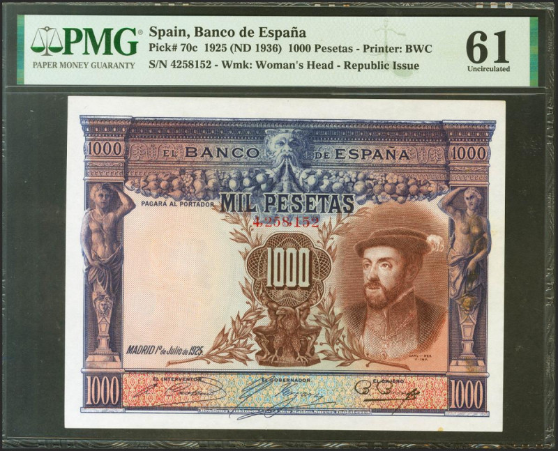 1000 Pesetas. 1 de Julio de 1925. Sin serie. (Edifil 2021: 351, Pick: 70c). Rarí...