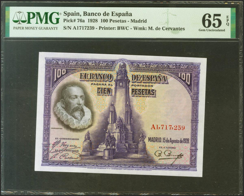 100 Pesetas. 15 de Agosto de 1928. Serie A. (Edifil 2021: 355, Pick: 76a). Apres...