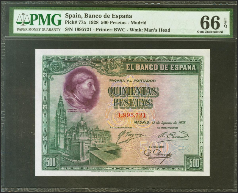 500 Pesetas. 15 de Agosto de 1928. Sin serie. (Edifil 2021: 356, Pick: 77a). Apr...
