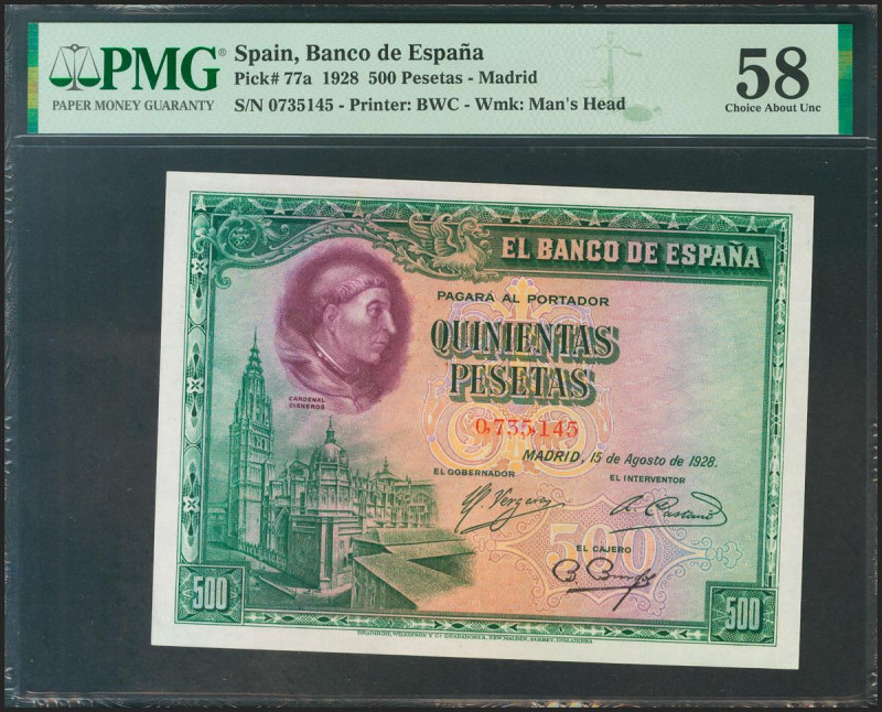500 Pesetas. 15 de Agosto de 1928. Sin serie. (Edifil 2021: 356, Pick: 77a). EBC...
