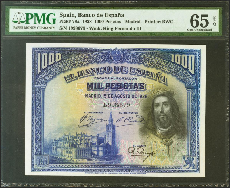 1000 Pesetas. 15 de Agosto de 1928. Sin serie. (Edifil 2021: 357, Pick: 78a). Ap...