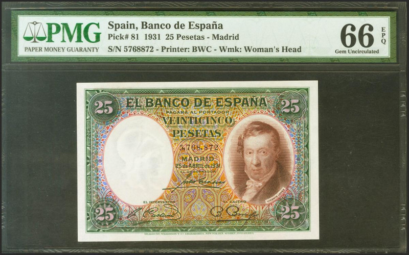 25 Pesetas. 25 de Abril de 1931. Sin serie. (Edifil 2021: 358, Pick: 81). Muy ra...