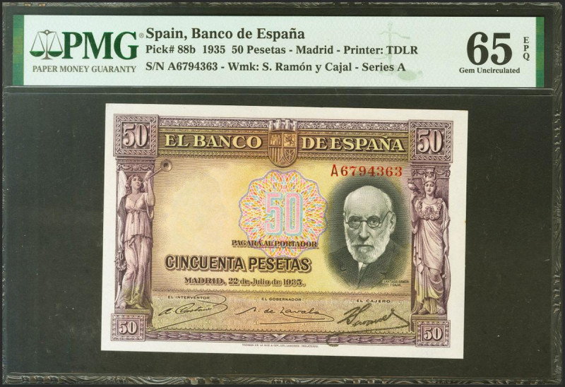 50 Pesetas. 22 de Julio de 1935. Serie A. (Edifil: 366a, Pick: 88b). Apresto ori...