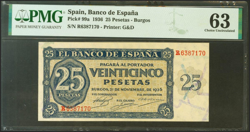 25 Pesetas. 21 de Noviembre de 1936. Serie R. (Edifil 419a, Pick: 99a). SC. Enca...