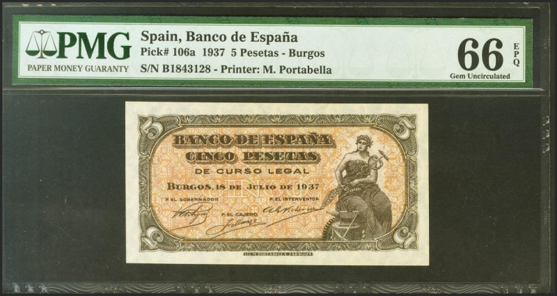 5 Pesetas. 18 de Julio de 1937. Serie B. (Edifil 2021: 424a, Pick: 106a). Aprest...