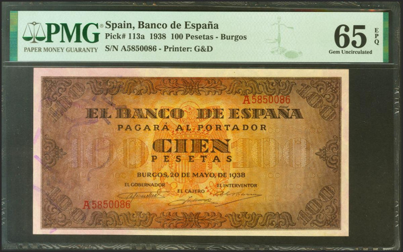 100 Pesetas. 20 de Mayo de 1938. Serie A. (Edifil 2021: 432, Pick: 113a). Aprest...