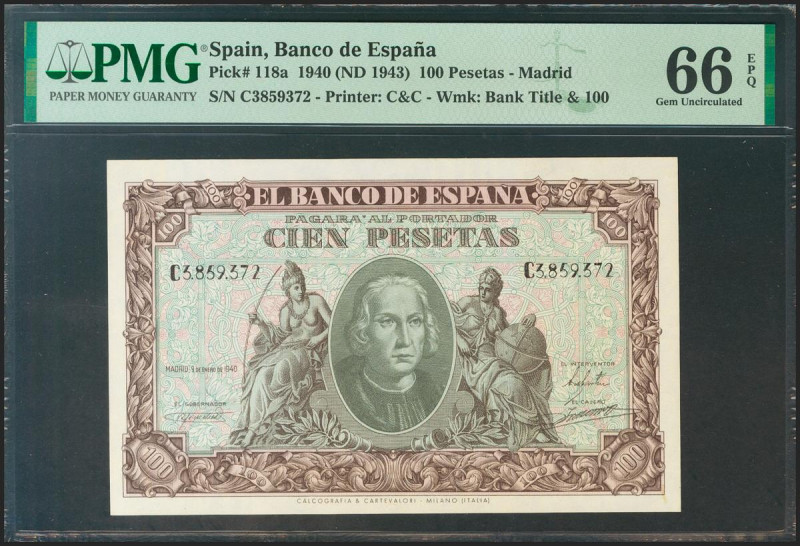 100 Pesetas. 9 de Enero de 1940. Serie C. (Edifil 2021: 438a, Pick: 118a). Raro ...