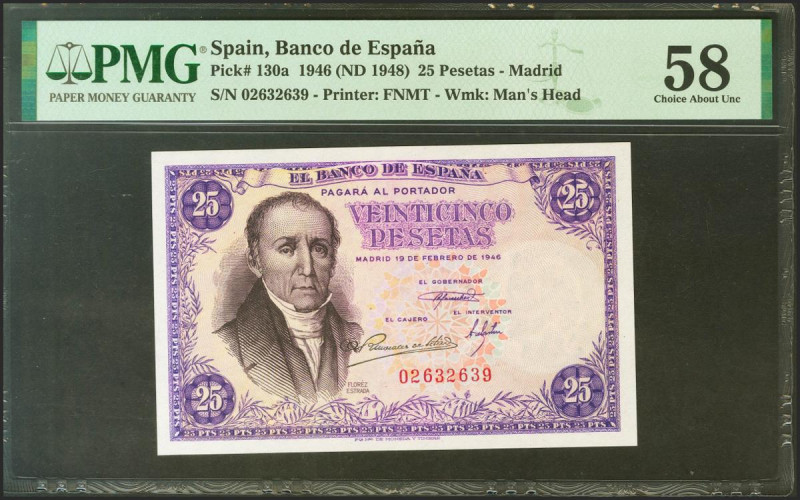 25 Pesetas. 19 de Febrero de 1946. Sin serie. (Edifil 2021: 450, Pick: 130a). In...