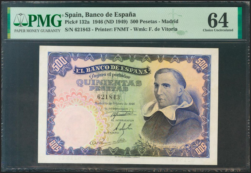 500 Pesetas. 19 de Febrero de 1946. Sin serie. (Edifil 2021: 452, Pick: 132a). E...