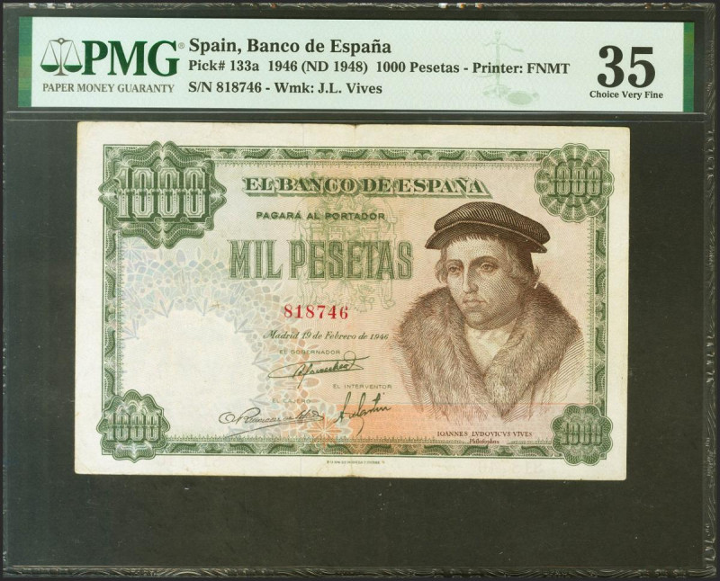 1000 Pesetas. 19 de Febrero de 1943. Sin serie. (Edifil 2021: 453, Pick: 133a). ...