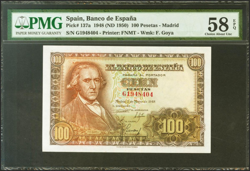 100 Pesetas. 2 de Mayo de 1948. Serie G. (Edifil 2021: 456a, Pick: 137a). Aprest...