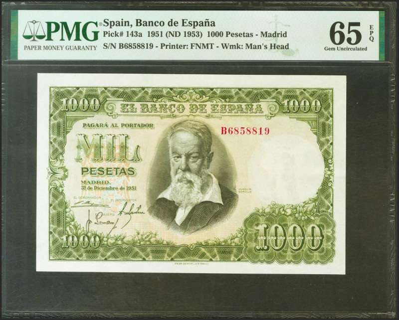 1000 Pesetas. 31 de Diciembre de 1951. Serie B. (Edifil 2021: 463a, Pick: 143a)....