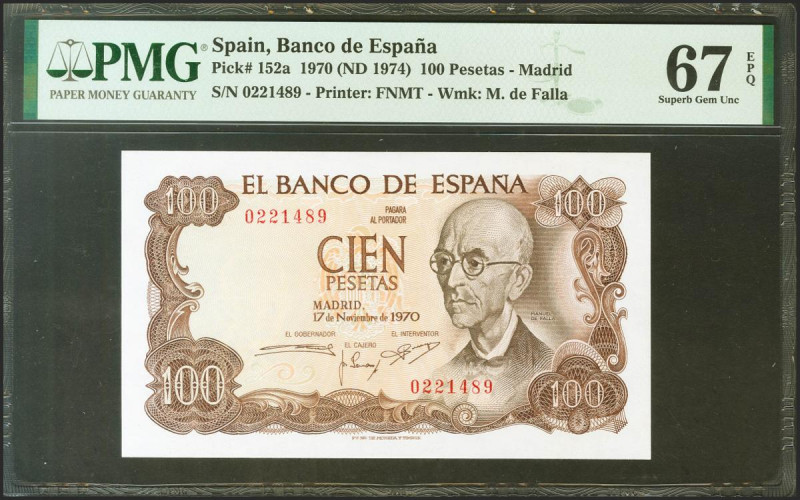 100 Pesetas. 17 de Noviembre de 1970. Sin serie. (Edifil 2021: 472, Pick: 152a)....