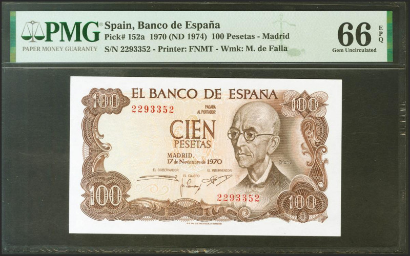 100 Pesetas. 17 de Noviembre de 1970. Sin serie. (Edifil 2021: 472, Pick: 152a)....