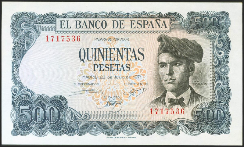 500 Pesetas. 23 de Julio de 1971. Sin serie. (Edifil 2021: 473). Conserva gran p...