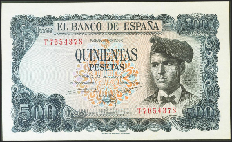 500 Pesetas. 23 de Julio de 1971. Serie T. (Edifil 2021: 473a). Conserva todo su...