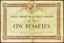 ANDORRA. 5 Pesetas. 19 de Noviembre de 1936. (Edifil 2021: 7). MBC-.