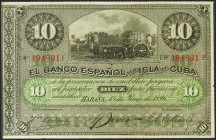 BANCO ESPAÑOL DE LA ISLA DE CUBA. 10 Pesos. 15 de Agosto de 1896. Serie E. (Edifil 2021: 73). Apresto original. EBC+.
