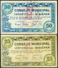 BINEFAR (HUESCA). 25 Céntimos y 50 Céntimos. 25 de Septiembre de 1937. (González: 1228, 1229). EBC/MBC.