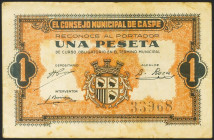 CASPE (ZARAGOZA). 1 Peseta. (1936ca). (González: 1739). MBC.