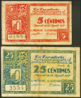 GRAUS (HUESCA). 5 Céntimos y 25 Céntimos. 28 de Agosto de 1937. El 25 cts serie A. (González: 2726, 2727). MBC.