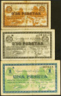 TAMARITE (HUESCA). 25 Céntimos, 50 Céntimos y 1 Peseta. 10 de Octubre de 1937. Serie C, B y A, respectivamente. (González: 4972/74). Inusual serie com...