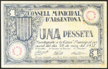 ARGENTONA (BARCELONA). 1 Peseta. 26 de Marzo de 1937. (González: 6389). EBC.