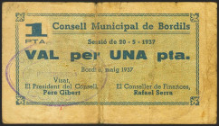 BORDILS (GERONA). 1 Peseta. 20 de Mayo de 1937. (González: 7137). MBC-.