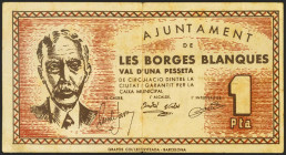 BORGES BLANQUES (LERIDA). 1 Peseta. (1936ca). (González: 7142). MBC+.