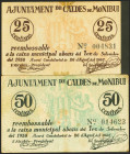 CALDES DE MONTBUI (BARCELONA). 25 Céntimos y 50 Céntimos. (González: 7283/84). Serie completa. MBC.