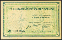 CAMPDEVANOL (GERONA). 50 Céntimos. 1 de Junio de 1937. (González: 7328). EBC+.