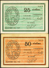 CERVIA DE TER (GERONA). 25 Céntimos y 50 Céntimos. Diciembre 1937. Serie A, ambos. (González: 7592/93). Inusual serie completa. EBC.