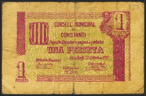 CONSTANTI (TARRAGONA). 1 Peseta. 20 de Abril de 1937. Serie B. (González: 7653). Raro. RC.